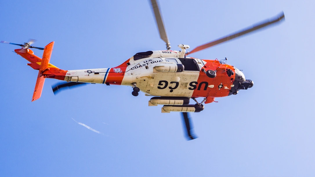 A United States helicopter flying overhead.