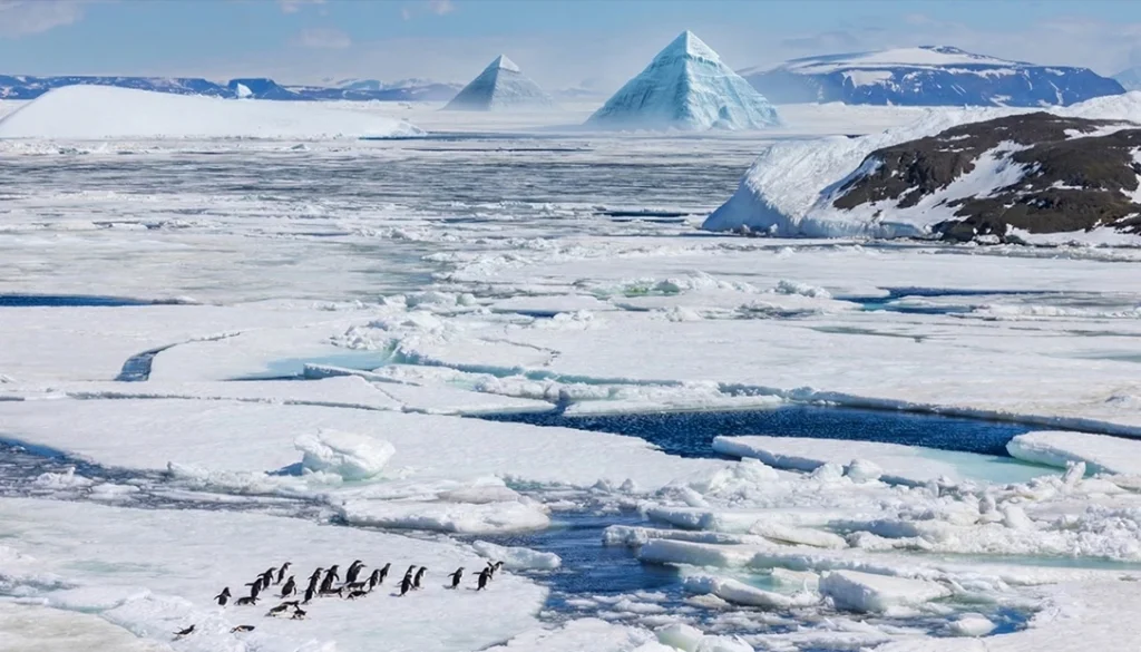 The frozen landscape stretches endlessly beyond the restricted area, hinting at secrets hidden beneath the ice.